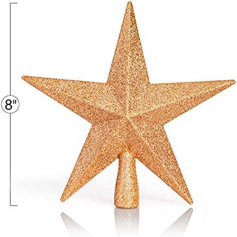 Glitter Star Christmas Tree Topper 8" Champagne Xmas Holiday Decor Ornament