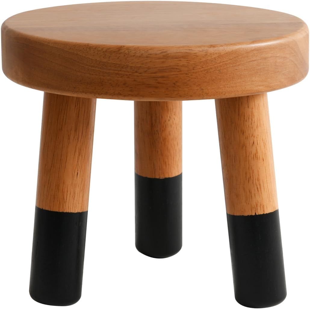 Rubber Wood 9" Round Plant Stand / 8" Tall Black
