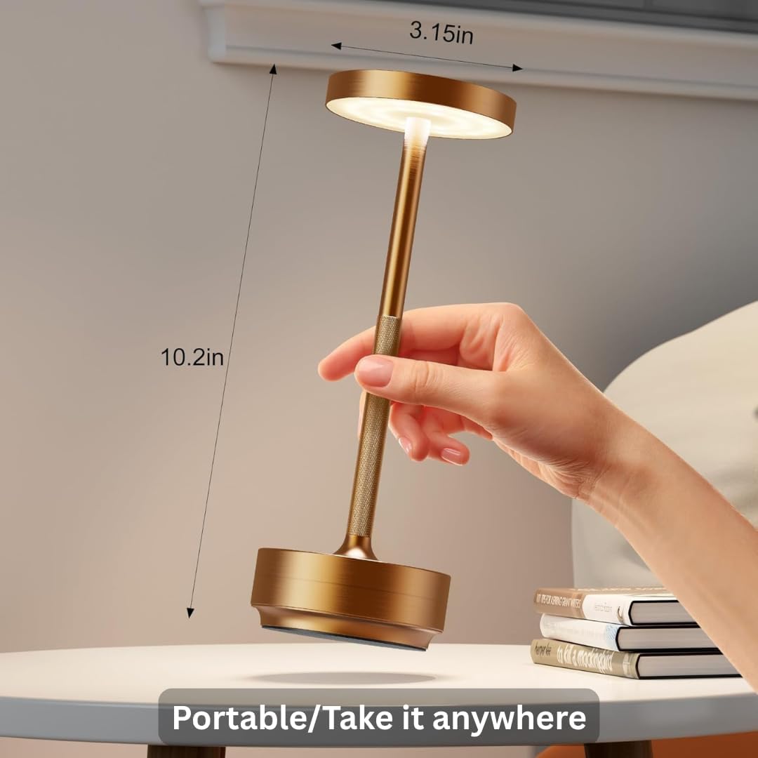 Rechargeable Cordless Table Lamp with 5000mAh Battery IP54 Waterproof LED | Set of 2 Titanium with Touch 3-Color