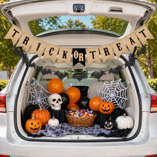 Alynta Halloween Trick or Treat Banner Garland Burlap Halloween Decorations