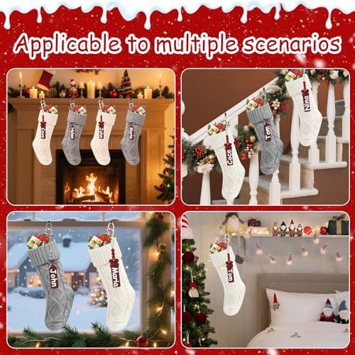 Christmas Stockings 18 Inches,Long Knitted Stocking with Name Tags