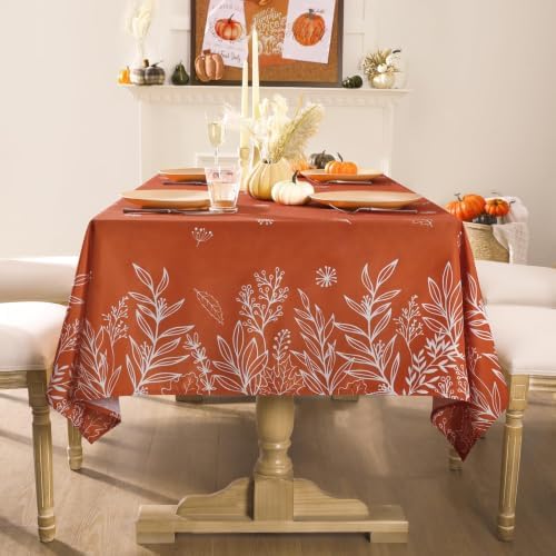 Softalker Fall Tablecloth Rectangle 60 x 84 Inch, Thanksgiving Home Decor