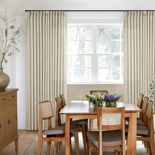 TWODRAPES Linen Flax Curtains Pinch Pleated 102 Inch Curtains 2 Panels
