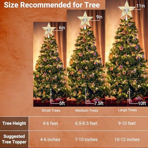 BrizLabs Star Christmas Tree Topper with 10 Lights, 9" Lighted Xmas Treetop