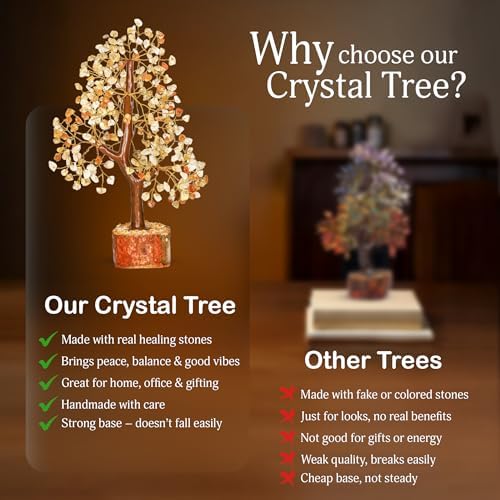 YATSKIA Citrine Tree | Gemstone Money Tree Feng Shui Crystals Decor | Bonsai Tree Decor | Feng Shui Money Tree