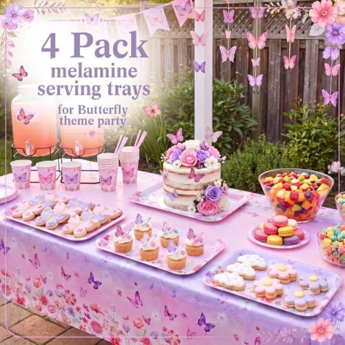 4 Pieces Butterfly Serving Trays Melamine Platters