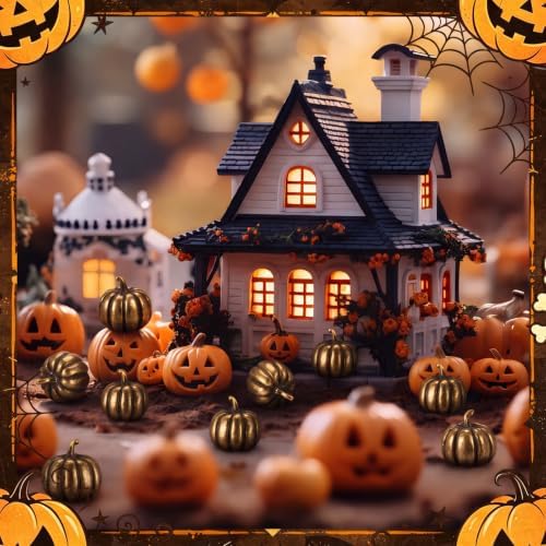 Civaner 50 Pcs Halloween Mini Brass Figurine Miniature, Pumpkin