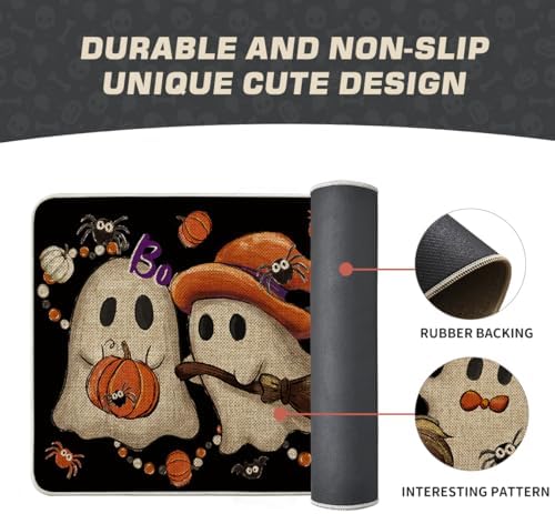 Artoid Mode Ghost Pumpkin Halloween Doormat 17x29 Inch