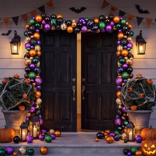 Suncalla 6ft Halloween Bead Garland Black Orange Purple Green Ball Ornament
