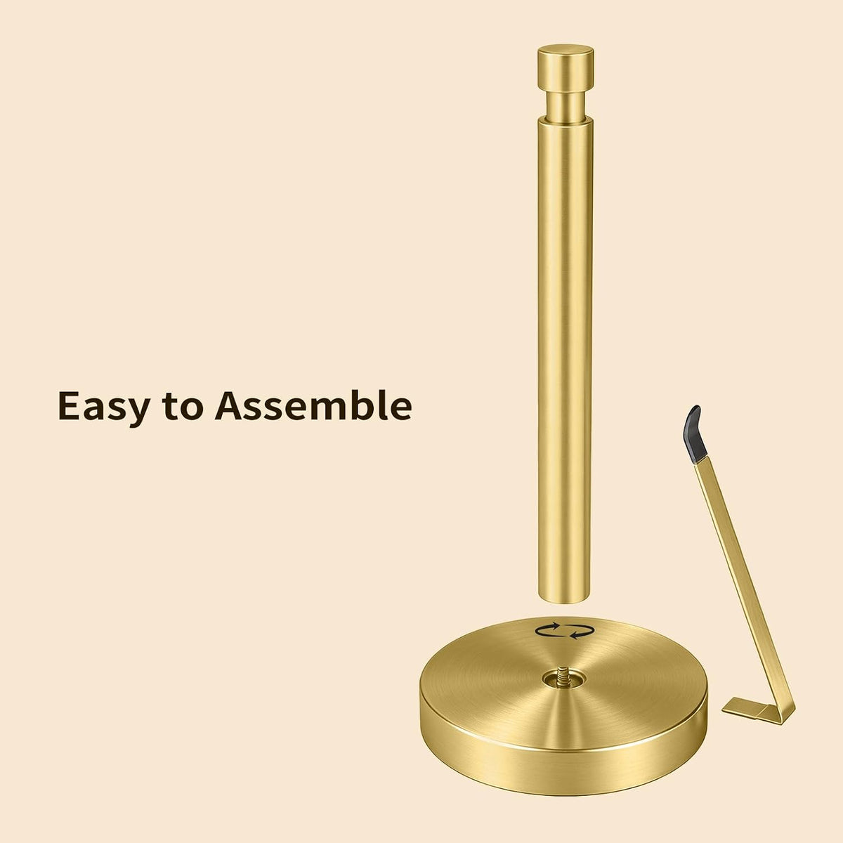 Heavy Duty Paper Towel Holder Countertop Weighted Base Gold | Stainless Steel,Easy One-Handed Tear, Weighted Base