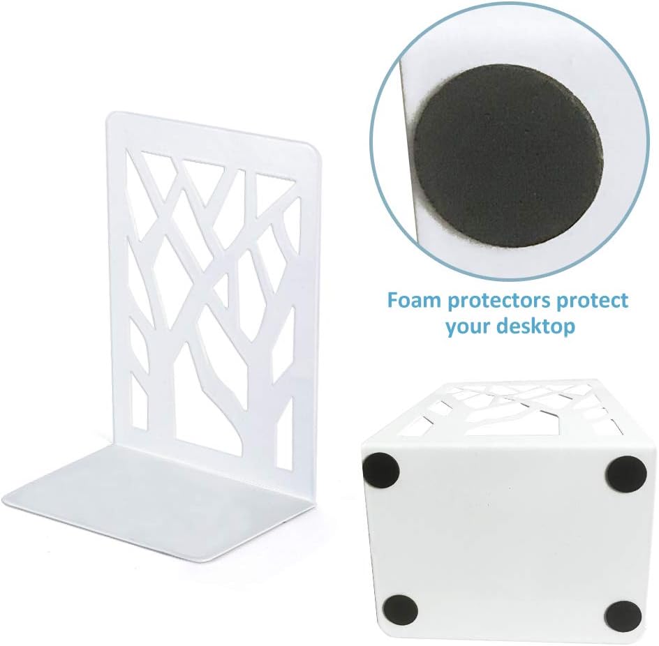 White Metal Book Shelf Holder Home / White-2 Pair
