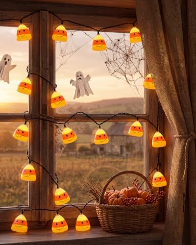 8.5FT Halloween Candy Corn String Lights, Plug-in 10 LED Decor