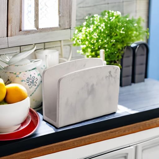 Napkin Holder / Napkin Dispenser for Dinner Table / Matte Marble / Black