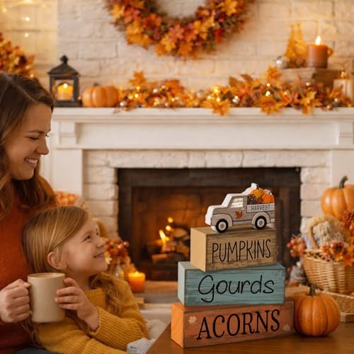 Lineshading 4 Pcs Fall Table Decoration for Home Rutic Fall Truck Decor