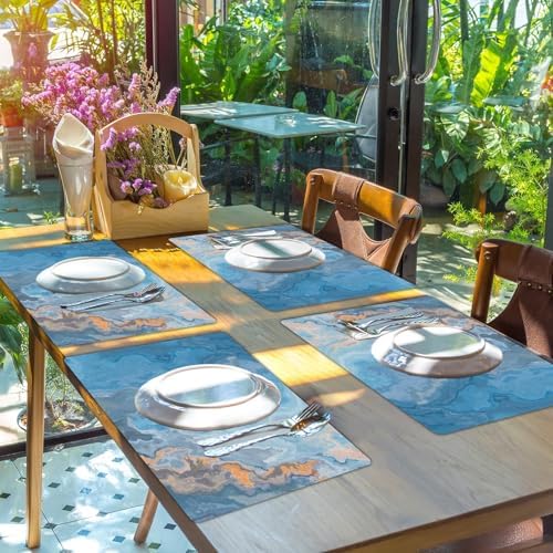 Blue Marble Placemats Set of 6 Plastic Table Mat 17×13×0.04in