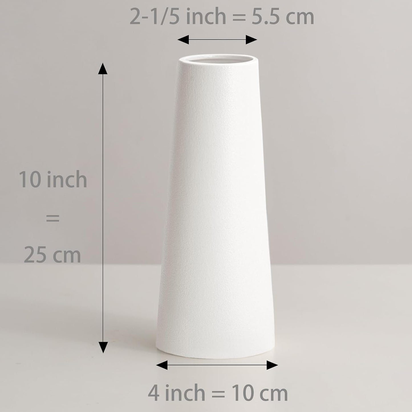 Simple Modern Ceramic Vase / Large: 10 Inches / White / 10 Inch