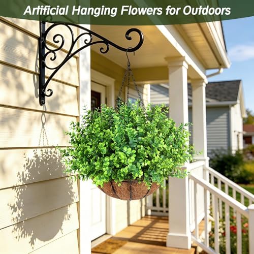 Artificial Greenery Eucalyptus Boxwood, Faux Outdoor Plants, 12PCS