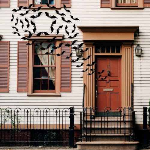 CESOF 70 Pcs Halloween Bats Wall Decor, 3D Matte Black DIY Reusable Sticker