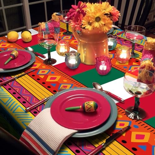 OHOME Cinco De Mayo Decorations - Fiesta Plastic Tablecloth