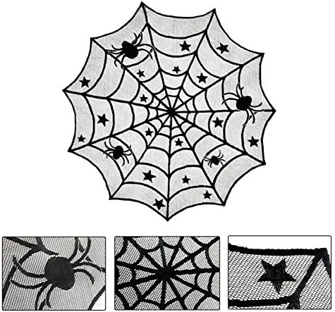 Lulu Home Halloween Table Cover, Round Black Spider Web Halloween Table Toppers for Festival Party Decoration