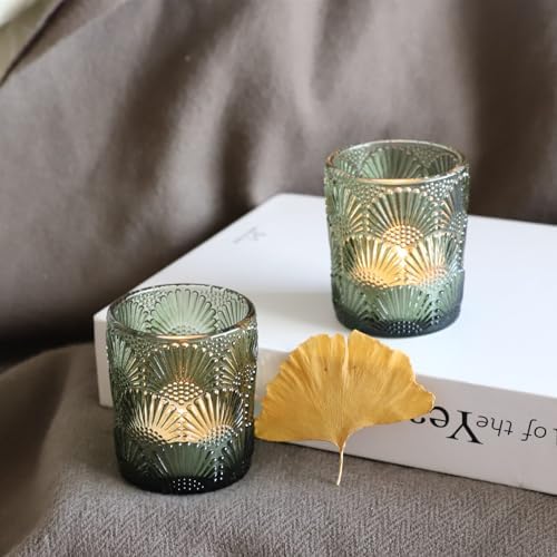 Woho 24pcs Green Votive Candle Holder, Tealight Candle Holder for Christmas