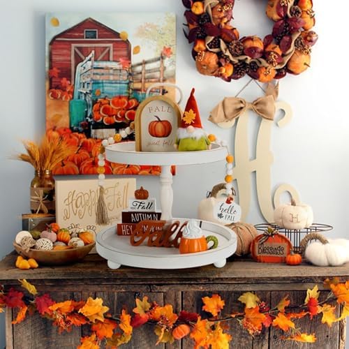 Fall Decorations for Home, 6Pcs Thanksgiving Fall Tiered Tray Decor Set