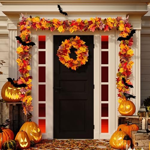 Fall Maple Leaf Garland, Yellow, 2PCS, 11.8FT