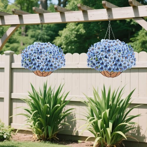 Artificial Hanging Flower for Outdoors(Blue)
