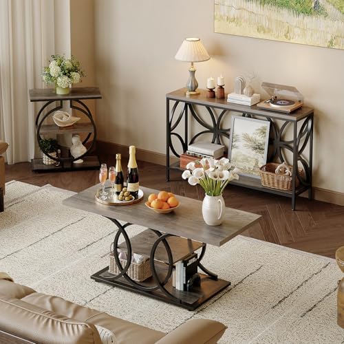 GiftGo Narrow Sofa Table 47.2 Inch, Industrial Sofa Table Behind Couch, Vintage Entry Console Table with Storage for