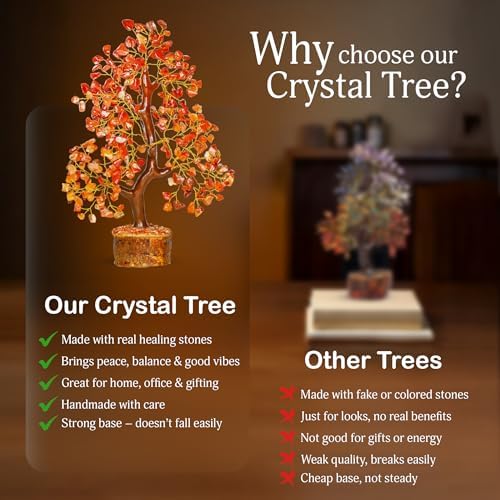 YATSKIA Carnelian Crystal Tree | Natural Crystal Desk Decor for Women | Crystals and Stones | Money Tree Decor