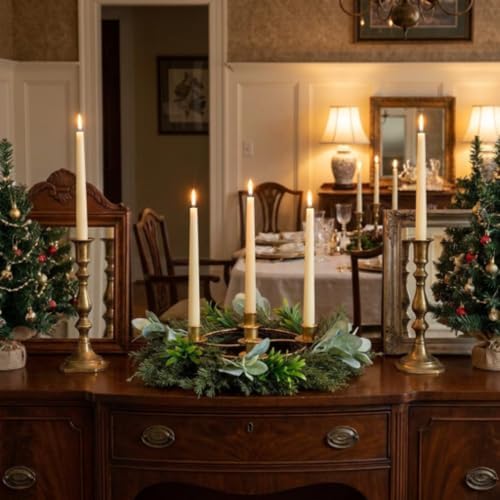Yinder Pine Branches Wreath 14" 5-Hole Gold Centerpiece