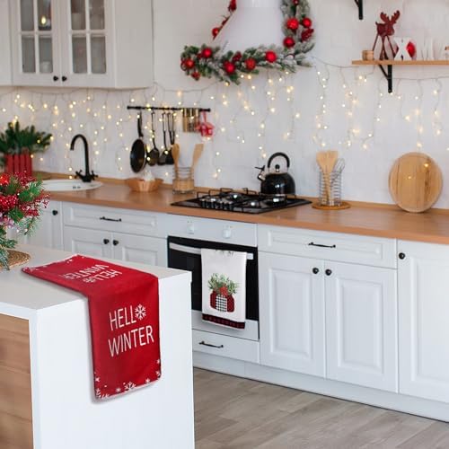 Bencailor 6 Pcs Christmas Kitchen Towel, Red, Truck