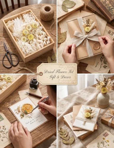 Dried Flower MEGA Box, Craft Pack, Mini Preserved Flower, Dry Flowers Epoxy Resin, Jewelry Craft, DIY Material, Candle Making (White)