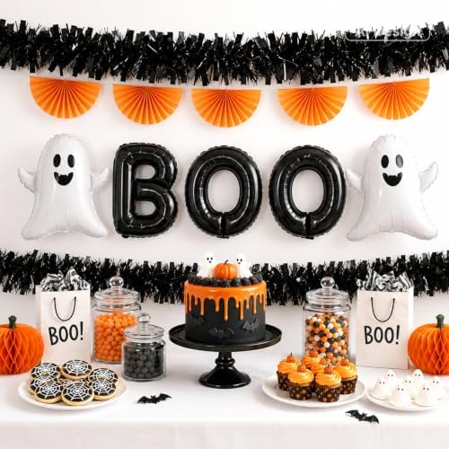 KINGLAKE Halloween Black Tinsel Garland 33 FT