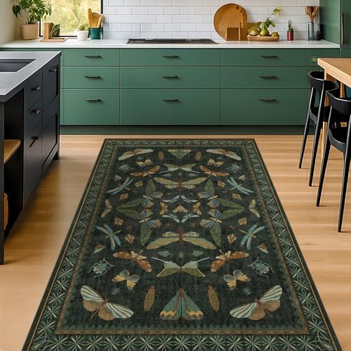 Dark Green 4x6 Washable Area Rug for Living Room, Bedroom, Large Entryway, Kitchen, Ultra Soft Non Slip Stain