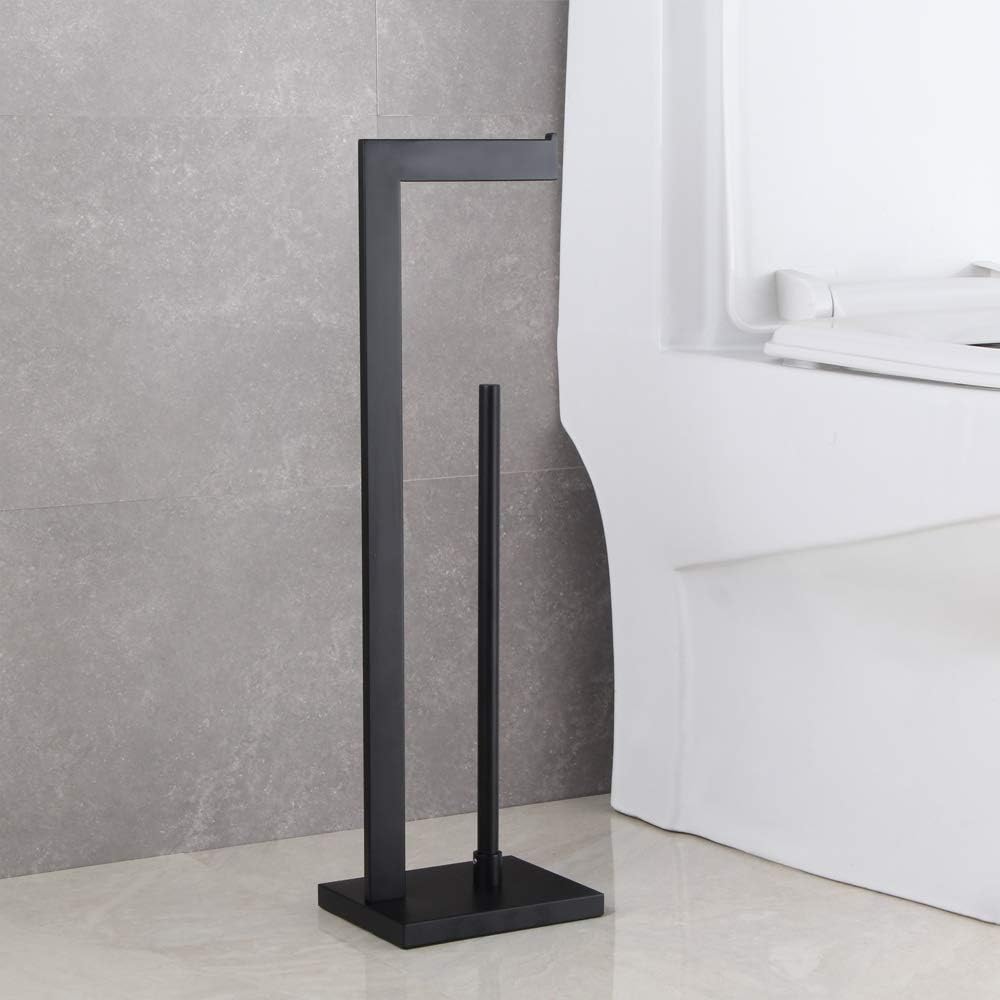 GERZWY SUS 304 Stainless Steel Toilet Paper Holder, Free Standing Lavatory Pedestal Toilet Paper Stand with Reserve