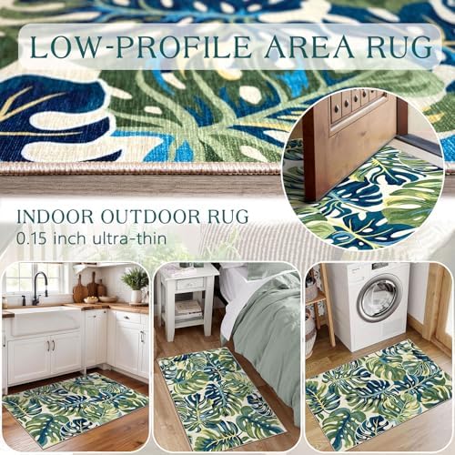 Front Door Mat Outside Entrance - 2x3 Tropical Leaf Entryway Rug