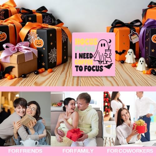 Cute Halloween Decor Indoor Ghost Hocus Pocus I Need Coffee to Focus Sign