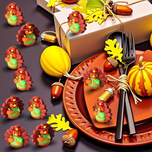 Domensi 30 Pcs Thanksgiving Mini Turkey Glow in Dark Figures Gifts, Pumpkin
