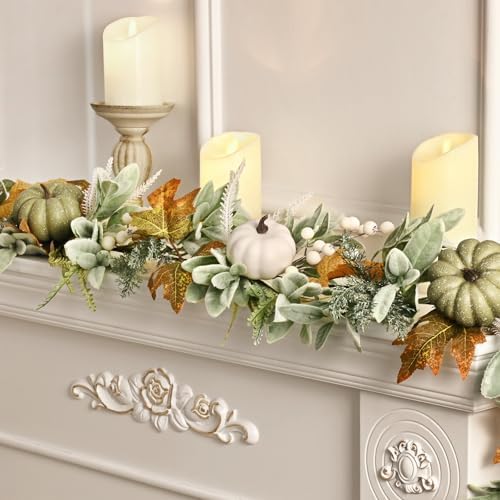 Waipfaru Fall Decor, 6 Ft Fall Garland for Mantle