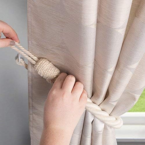 DÉCOPRO Traditional Rope Curtain and Drapery Tieback, Spread 18" (45.5cm), 1" (2.5cm) Thick Cord # 0100RTB, Off White
