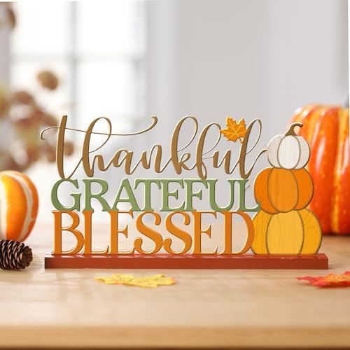 Cinnvoice 11.81inch Thanksgiving Table Sign Metal Fall Decorations for Home