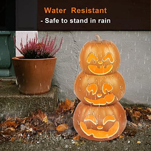 17" Halloween Pumpkin Lantern - Light Up Pumpkins with Unique 3 Tiers Design - Lightened Large Pumpkin with Waterproof ETL Certified Cord Plug and 2 Safety Fuse - 17 Inch