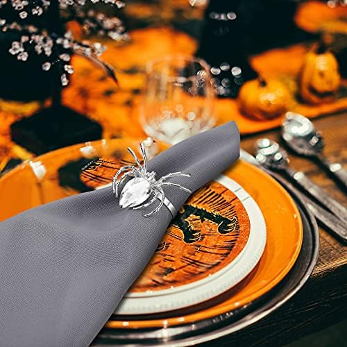 Patelai 8 Piece Halloween Metal Spider Napkin Rings for Dinner,Silver