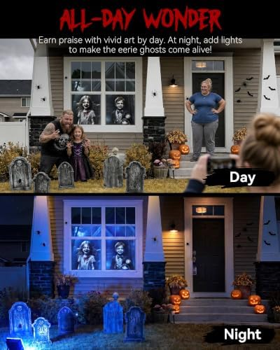 2pcs Halloween Window Cover Decor, Scary Ghost Curtain Outdoor