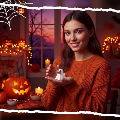RattanView Halloween Ghost Duck Figurine Mini Resin Decoration Gift