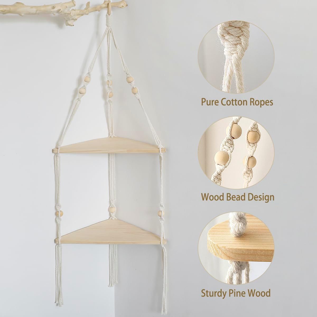 2 Tier Wood Floating Shelves / White - 2 Tier