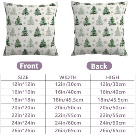 Christmas Tree Pillow Covers 24x24 Set of 2 Green Xmas Outdoor Decorative Throw Pillow Cases Neutral Rustic Nature Forest Winter Snowflake Pillowcases for Farmhouse Living Room Decor
