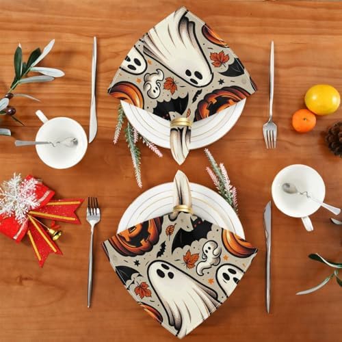 Halloween Cloth Napkins 20x20 Inch, 6 Pack Washable Dinner Napkins Reusable Napkins for Banquets, Weddings, Holiday, Party and Daily Use