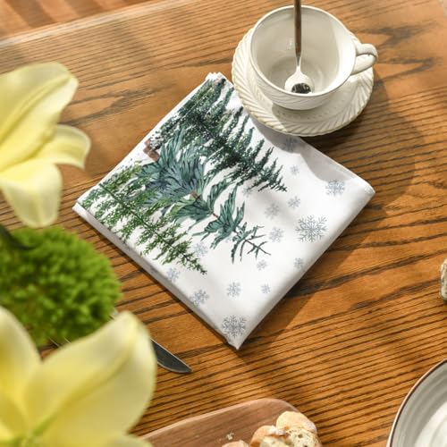 Horaldaily Christmas Cloth Napkins, Winter Snow Trees, Set of 8